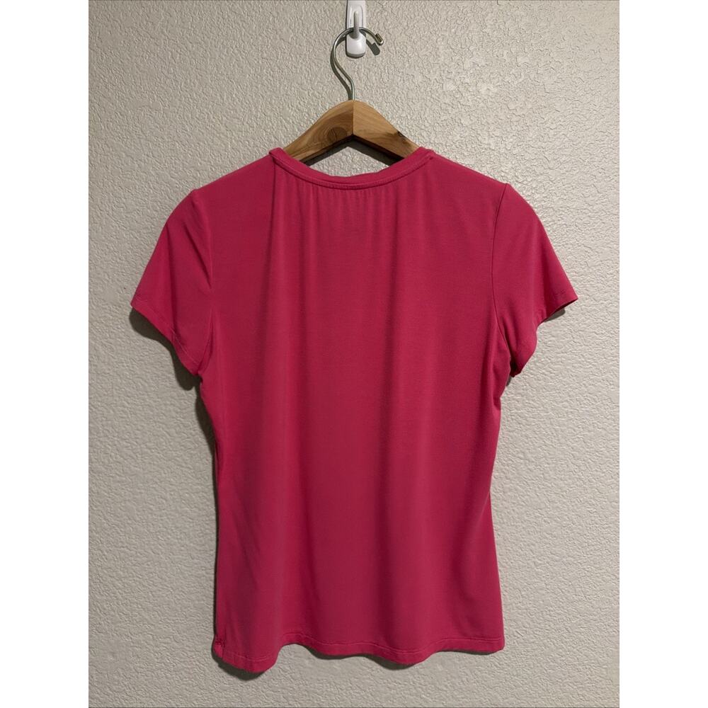Alex Marie Crew Neck Short Sleeve T-Shirt Top Soft Casual Barbie Pink Layer Sz S - Picture 3 of 4